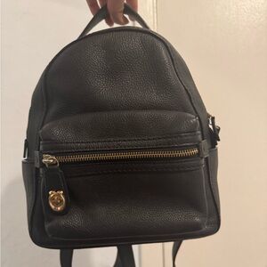 Coach Black Pebbled Leather Backpack with Gold Hardware